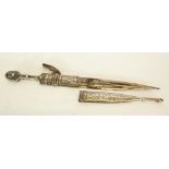 GOOD LATE NINETEENTH CENTURY CAUCASIAN KINDJAL, the broad 15 1/2" (39.4cm) pointed blade with