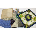 FIVE JAEGER LADIES PRINTED SILK HEAD SCARFS AND THREE SCARFS, one having silver metallic thread