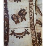 AN INTERESTING 1950's PAINTED TREE BARK VERTICAL WALL HANGING FROM RARA TONGA, SOUTH EAST OF FIJI,