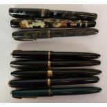 EIGHT BYGONE INK PENS, including, Swan Leverless, Burnham, Mentmore Diploma, Schaefer (2) Parker