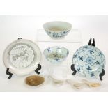 EIGHT PIECES OF NINETEENTH CENTURY CHINESE BLUE AND WHITE PORCELAIN FROM THE TEK SING TREASURES,