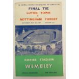 1958/59 FA CUP FINAL LUTON TOWN V NOTTINGHAM FOREST