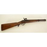 MID 19TH CENTURY PERCUSSION CAVALRY CARBINE having 14 1/2" large bore rifled barrel with fixed