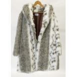 'EDMEE COLLECTION' FAUX ARTIC FOX FUR LADY'S 3/4 LENGTH COAT, with shawl collar, single breasted