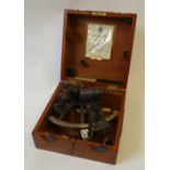 WORLD WAR II MAHOGANY CASED M. HUGHES AND SON. LTD. LONDON (Husun) BLACK JAPANNED AND SILVERED