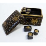 JAPANESE LATE 19TH CENTURY BLACK LACQUEUR SMALL BOX AND COVER OR KOBAKO decorated with gilt stylised