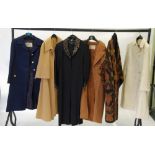 A LADY'S  LISTER, HIGH PILE FABRIC BLACK LISTRAKHAN 3/4 LENGTH COAT, with brown mink shawl collar,