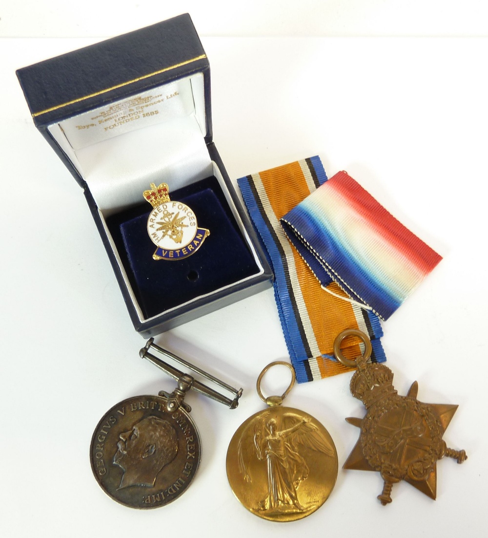 THREE WORLD WAR I SERVICE MEDALS awarded to 55553 SPR J. A. Wolden R. E., viz 1914 - 18 War Medal,