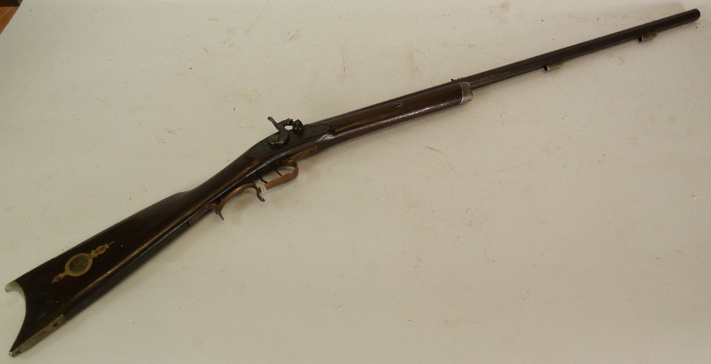 NINETEENTH CENTURY .36 CALIBRE PERCUSSION 'PLAINS' SPORTING OR TARGET RIFLE, the heavy 31 1/2"