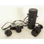 CANON AV1 S.L.R. CAMERA with Canon FD 50mm 1:1.8 LENS in original leather case together with