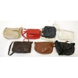 FOUR ENNY, ITALY MODERN SOFT LEATHER LARGE HANDBAGS with shoulder straps in black and brown and