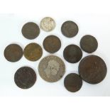 SMALL SELECTION OF GEORGE II TO GEORGE IV SILVER AND COPPER COINAGE includes George III silver