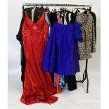 A LARGE QUANTITY OF MODERN WOMENS FASHION, including A WEDDING DRESS, DRESSES, BLOUSES, SKIRTS AND