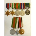 GROUP OF FIVE GEORGE VI WORLD WAR II SERVICE MEDALS AWARDED TO 3521603 S.P.R. T BAILEY R. E., viz