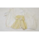 A CHILD'S WHITE COTTON CHRISTENING GOWN, a child's cream fabric cape with embroidered and applique