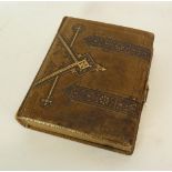 VICTORIAN LEATHER BOUND 'FOUR ELEMENTS' PHOTOGRAPH ALBUM, containing Victorian portrait photographs,