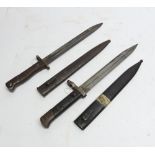 PROBABLY AUSTRIAN/HUNGARIAN KNIFE BAYONET with ground down blade in associated metal scabbard and