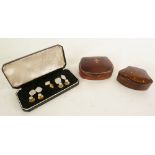 CASED SET OF MOTHER OF PEARL AND GILT CUFFLINKS AND DRESS STUDS, AND VARIOUS PAIRS OF DRESS STUDS