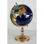 MODERN 'GEMSTONE GLOBE'   on gilt metal stand, 22" (55.9cm) high, overall