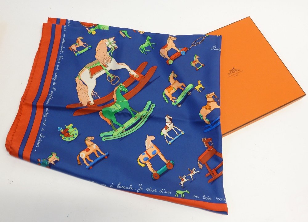 HERMES SILK SCARF, 'RACONTE MOI LE CHEVAL', with box