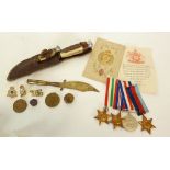 FOUR WORLD WAR II SERVICE MEDALS VIZ 1939-45 WAR MEDAL FRANCE AND GERMAN STAR, Italy Star and 1939-