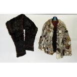 LADY'S 1970's CONEY FUR JACKET, of varying colours and a DARK MINK FUR STOLE    (2)