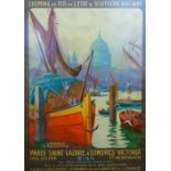 RENE PEAN (1875-1956) COLOURED LITHOGRAPHIC POSTER  Chemins De Fer De L'etat and Southern
