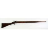 19TH CENTURY 12 BORE SINGLE BARREL PERCUSSION SPORTING GUN the browned barrel octagonal at the