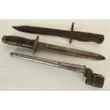 BRITISH SPIKE BAYONET No4 MKII with STEEL SCABBARD, a REMMINGTON USA 1917 PATTERN BAYONET, ground