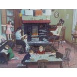 TOM DODSON ARTIST SIGNED COLOUR PRINT 'Evening at Home' limited edition No. 28/850 12" x 16" (30.5cm