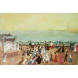 HELEN BRADLEY  ARTIST SIGNED COLOUR PRINT  'Fred Walmsley's Concert Party'  on a pier, an edition of