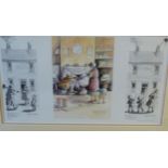 MARGARET CLARKSON ARTIST SIGNED COLOUR PRINT (a trio) 'A Clean Sweep', numbered and signed in