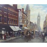 TOM DODSON ARTIST SIGNED COLOUR PRINT 'Fishergate, Preston'  guild stamped and signed in pencil  16"