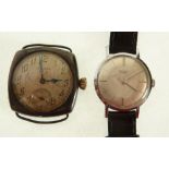 ART DECO WALTHAM U.S.A SILVER CASED WRIST WATCH, mechanical movement, silvered arabic dial with