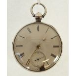 A VICTORIAN SILVER CASED GENTLEMAN'S OPEN FACE KEY-WIND POCKET WATCH, the movement inscribed '