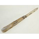 A LATE VICTORIAN POCKET KNIFE with silver blade and mother o'pearl exterior, Sheffield 1896