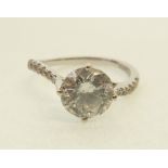 18CT WHITE GOLD SOLITAIRE DIAMOND RING, twisted four claw set round brilliant diamond, 1.53ct