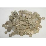 QUANTITY OF PREDOMINANTLY PRE 1947 SILVER COINAGE, half crown, florin, two shilling, one shilling,