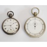 WALTHAM U.S.A SILVER CASED OPEN FACED POCKET WATCH, keyless movement, roman dial with seconds