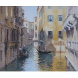 BOB RICHARDSON (b.1938) PASTEL  Venice back water with gondolas  Signed  17 1/2" x 20 1/2"  (44.