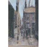 •HAROLD RILEY (b. 1934) PASTEL DRAWING 'The College Boys' Signed and dated (19)71 17 1/2" x 11 1/