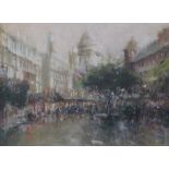 •MARC GRIMSHAW (b.1957) PASTEL DRAWING Street scene, Paris Signed lower right 12" x 16 1/2" (30.