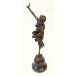 AFTER COLINET, REPRODUCTION ART DECO PATINATED BRONZE FIGURE OF A FEMALE DANCER, modelled in