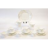 TWENTY ONE PIECE RADFORD CHINA ART DECO TEA SET FOR SIX PERSONS, painted in yellow and blue with