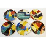 WEDGWOOD, SUSIE COOPER SET OF SIX LIMITED EDITION "THE ART DECO YEARS" PLATES, including, Rainbow,