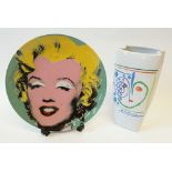 BLOCK, LIMITED EDITION ANDY WORHOL "MARILYN MONROE ON BLUE" PLATE, 10" (25.4cm) diameter AND A