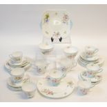 THIRTY SIX PIECE SHELLEY 'WILD FLOWERS' PATTERN CHINA PART TEA AND DINNER SERVICE, now suitable