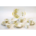 NINETEEN PIECE SHELLEY 'DAFFODIL' PATTERN CHINA PART TEA SET, now sufficient  for four persons,