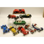 NINE BURAGO 1-18 LARGE SCALE MODELS OF CLASSIC SPORTS/RACING CARS in almost mint unboxed condition