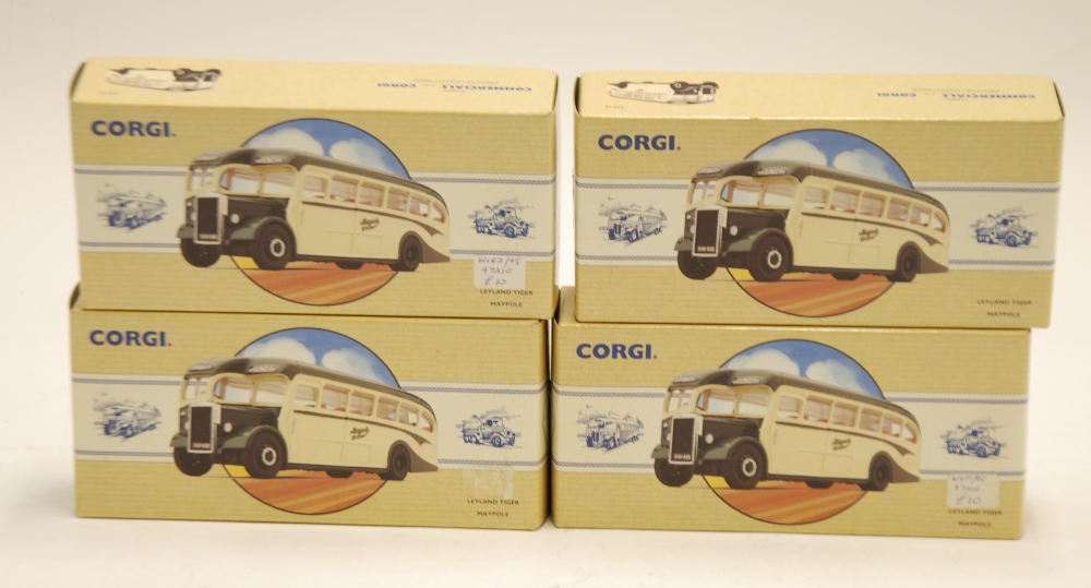 FOUR MINT AND BOXED CORGI COMMERCIALS LIMITED EDITION LEYLAND TIGER SINGLE DECK BUSSES for Maypole